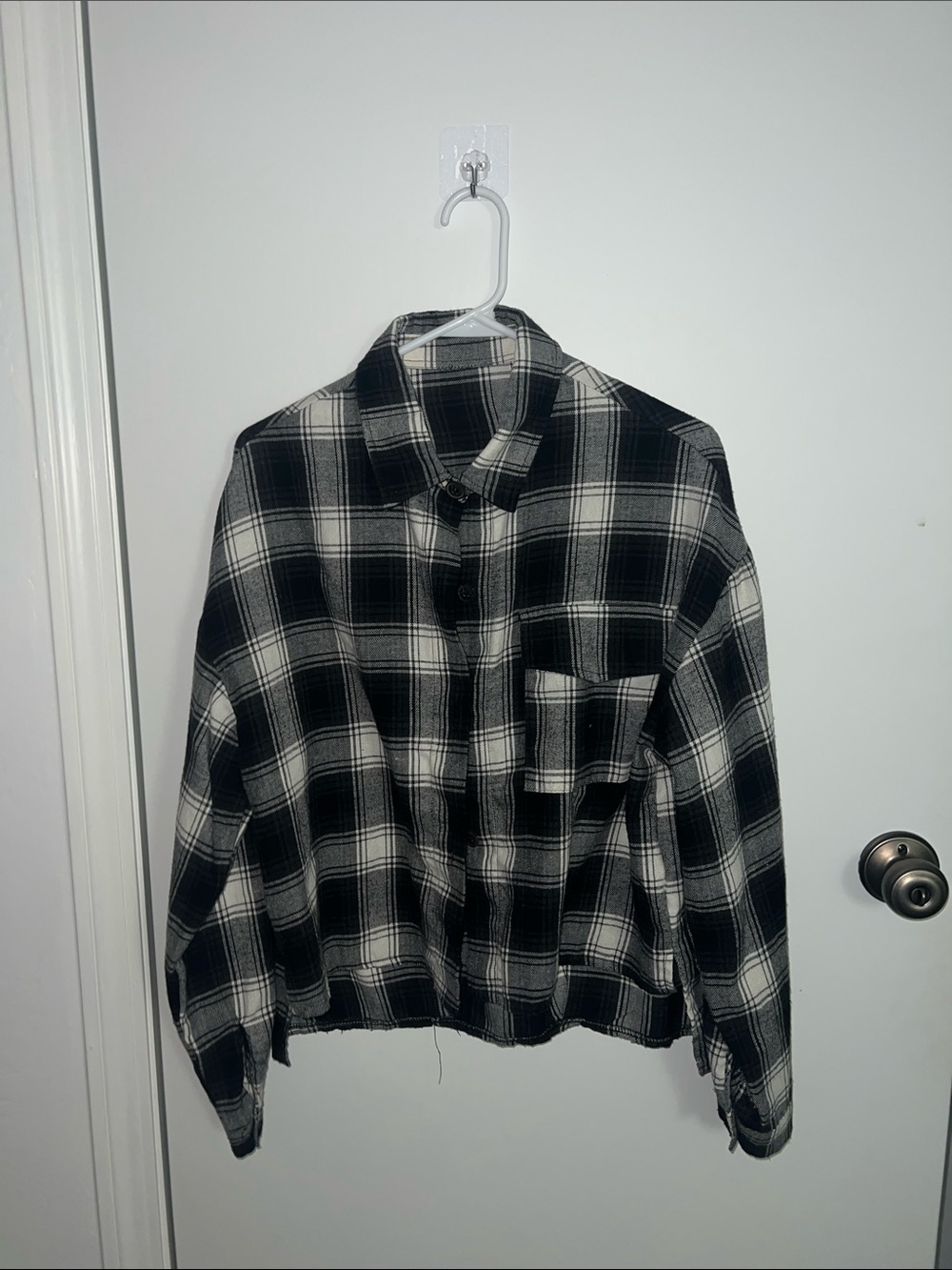 Black & White Plaid Button-Up Jacket - Men's